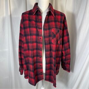 VINTAGE Puritan/ Heavy weight Red Plaid (Men's L-Shirt Unisex) Broken In So Soft